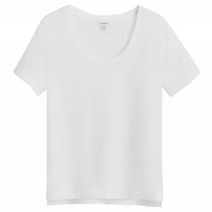 Cuyana Pima Scoop Neck Tee Ženske Majice Bijele | XEA108EY