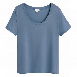 Cuyana Pima Scoop Neck Tee Ženske Majice Plave | PBY338NO