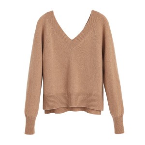 Cuyana Recycled Cashmere Deep V-Neck Ženske Džemperi Smeđe | PIA6665EE