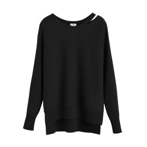 Cuyana Recycled Cashmere Split-Neck Ženske Džemperi Crne | SGL7947JJ