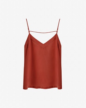 Cuyana Silk Cami Ženske Majica Bez Rukava Crvene | QIN2766BG