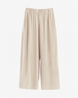 Cuyana Washable Silk Wide-Leg Cropped Ženske Hlače Smeđe | YMX4055CE