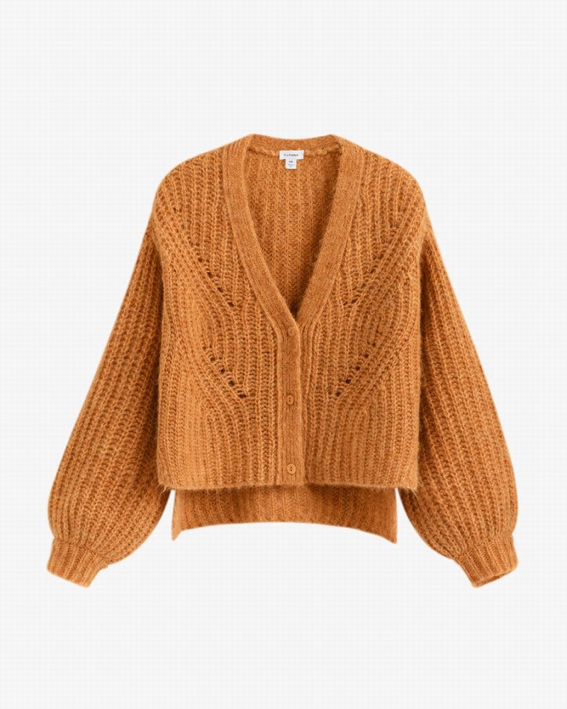 Cuyana Alpaca Vuna Cropped Ženske Kardigan Žute | LMQ7230XE