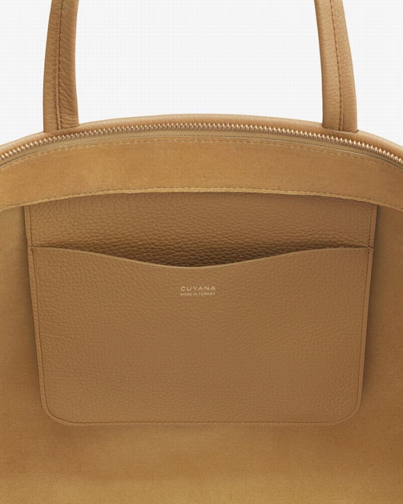 Cuyana Classic Easy Zipper Ženske Torbica Tote Žute Smeđe | NHX3699RW