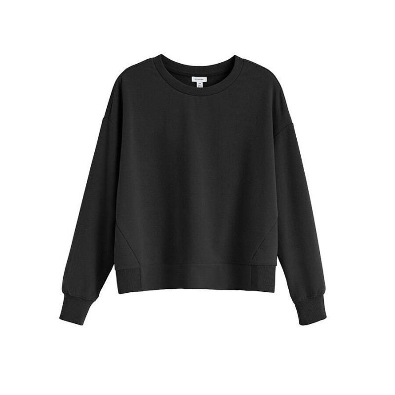 Cuyana Fleece Cropped Ženske Dukserice Crne | FEW5631SM