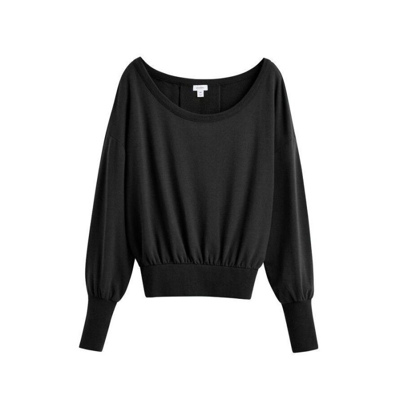 Cuyana French Terry Boatneck Ženske Dukserice Crne | DOR970EV