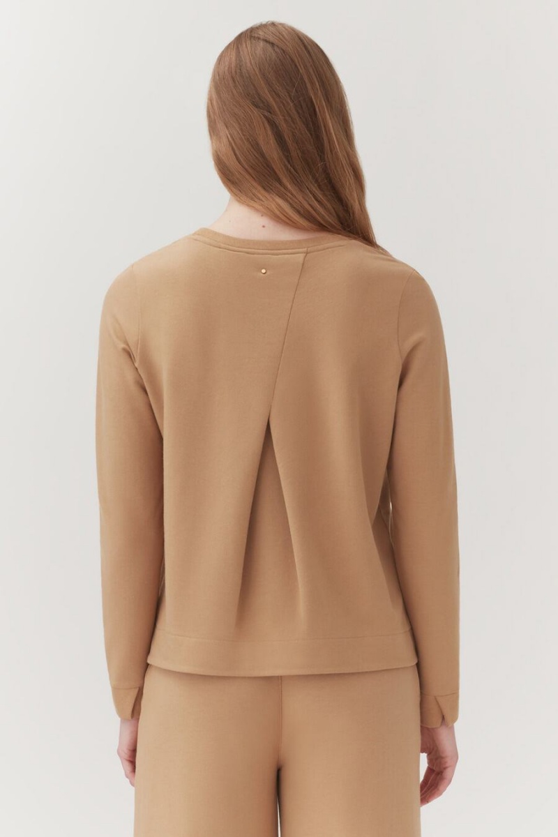 Cuyana French Terry Pleat-Back Ženske Dukserice Smeđe | XNT622UR