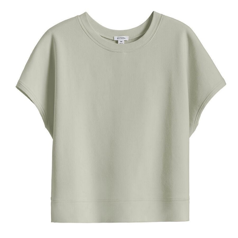 Cuyana French Terry Short Sleeve Ženske Dukserice Zelene | FNK5334OW