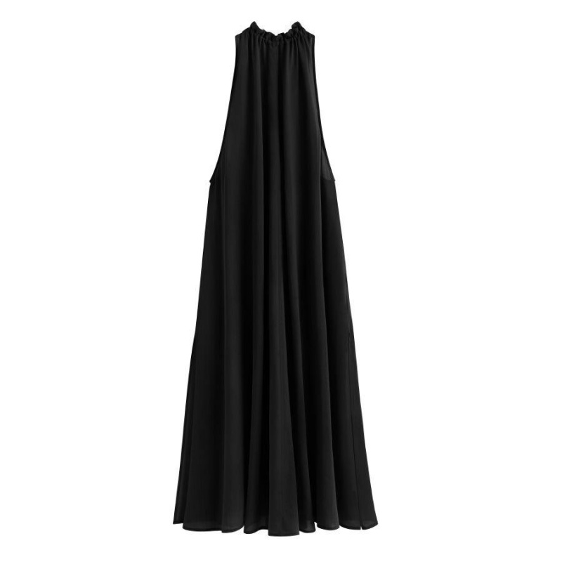 Cuyana Gathered-Neck Maxi Cover Up Ženske Haljina Crne | PXK1538NA