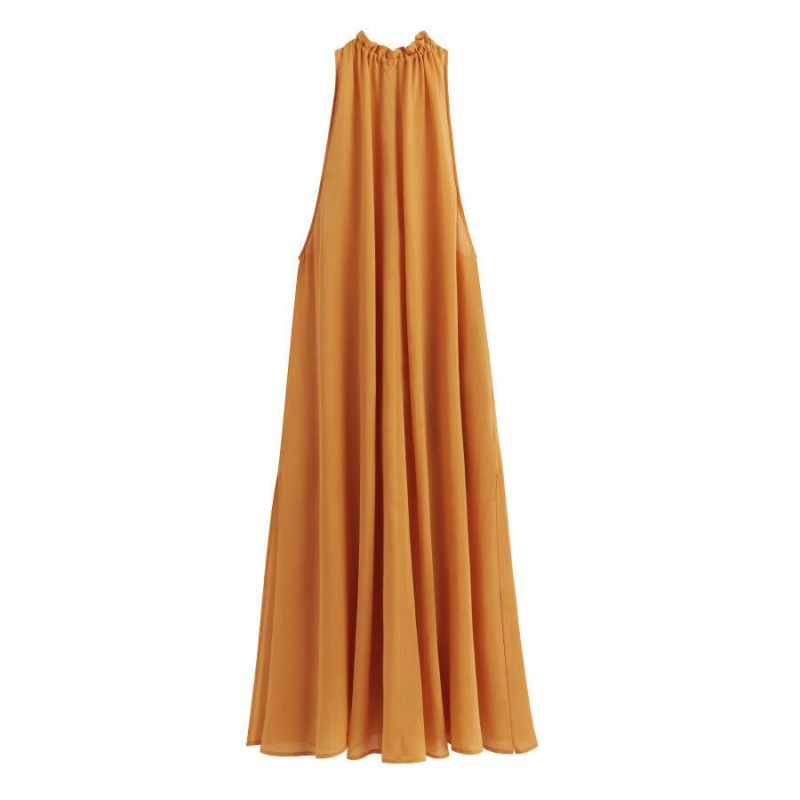 Cuyana Gathered-Neck Maxi Cover Up Ženske Haljina Žute | YIL8253IP