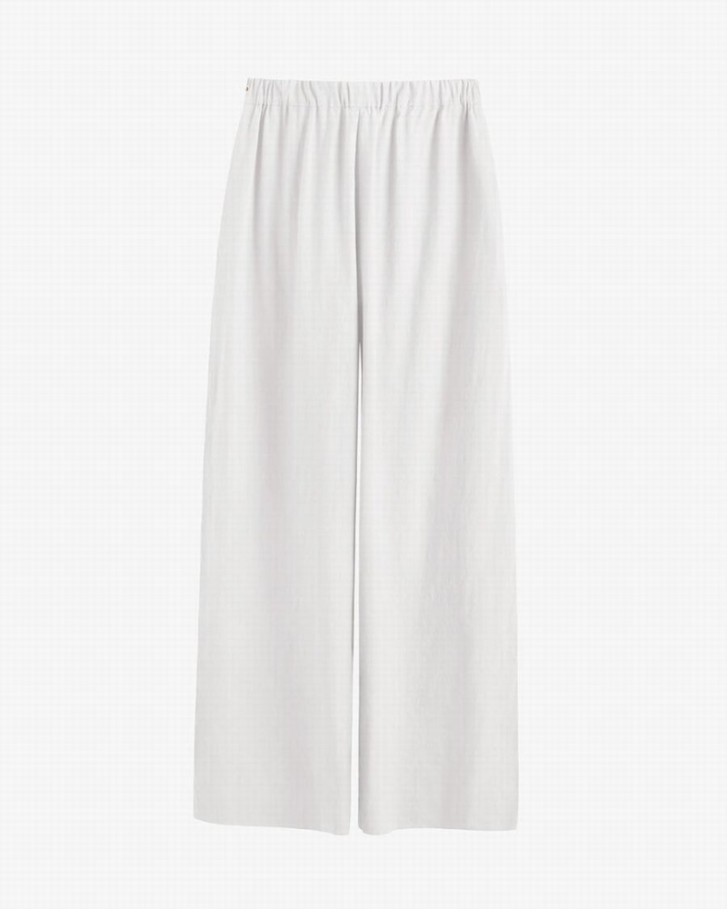 Cuyana Linen Wide Leg Ženske Hlače Bijele | DBT9254PR