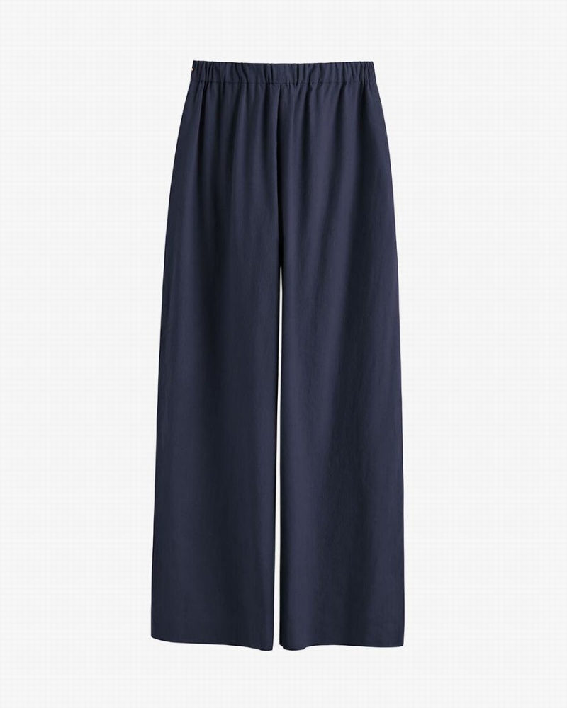 Cuyana Linen Wide Leg Ženske Hlače Tamnoplave | OUF8697PD