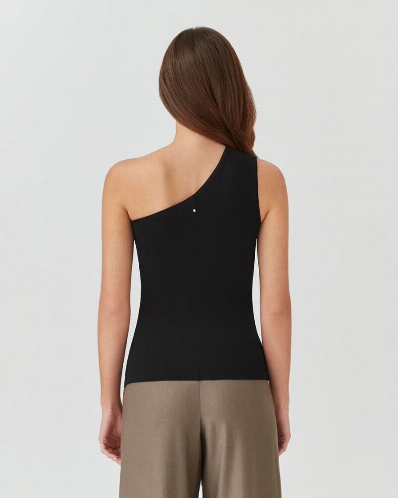 Cuyana One Shoulder Top Ženske Majica Bez Rukava Crne | SLX3640GZ