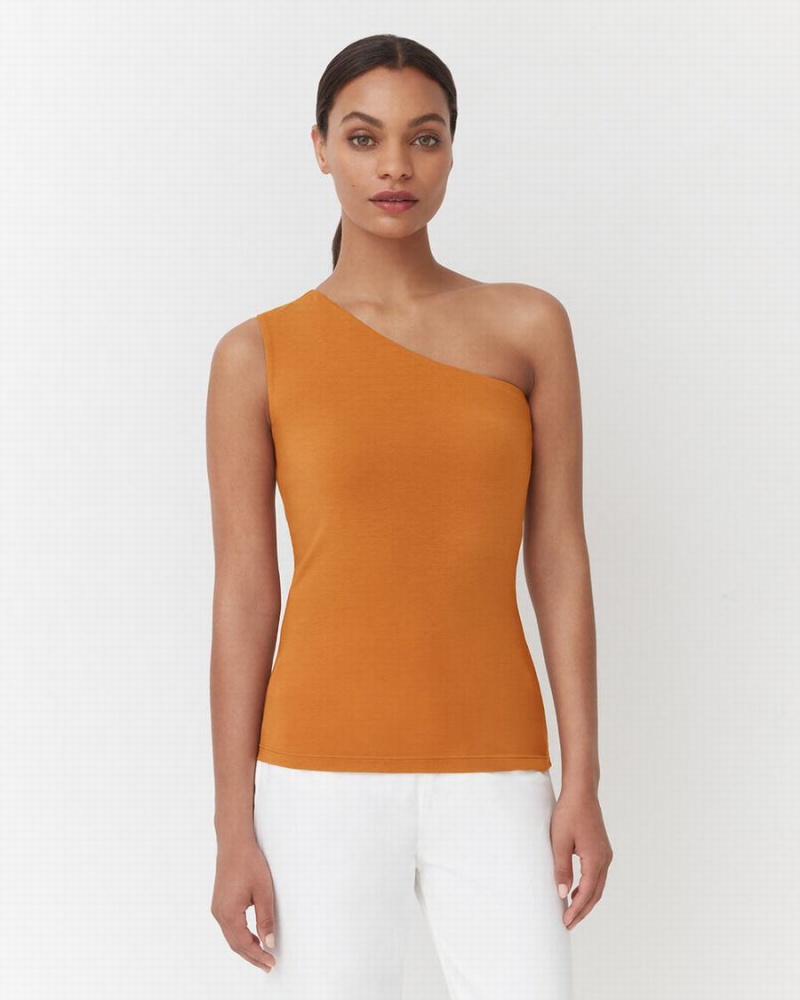 Cuyana One Shoulder Top Ženske Majica Bez Rukava Žute | EWV9690AC