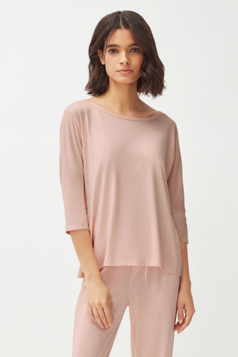 Cuyana Organic Pima Drape-Back Ženske Majice Roze | AXF383AE