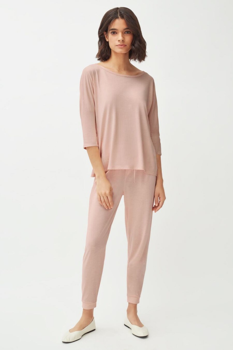 Cuyana Organic Pima Tapered Ženske Hlače Roze | FGZ3430IM