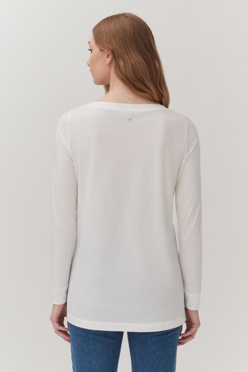 Cuyana Pima Boatneck Long Sleeve Tee Ženske Majice Bijele | SGN5092KV