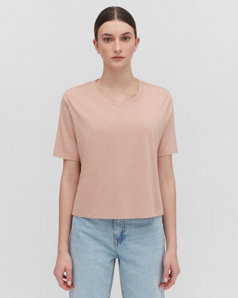 Cuyana Pima Cropped Tee Ženske Majice Roze | ILC399SR