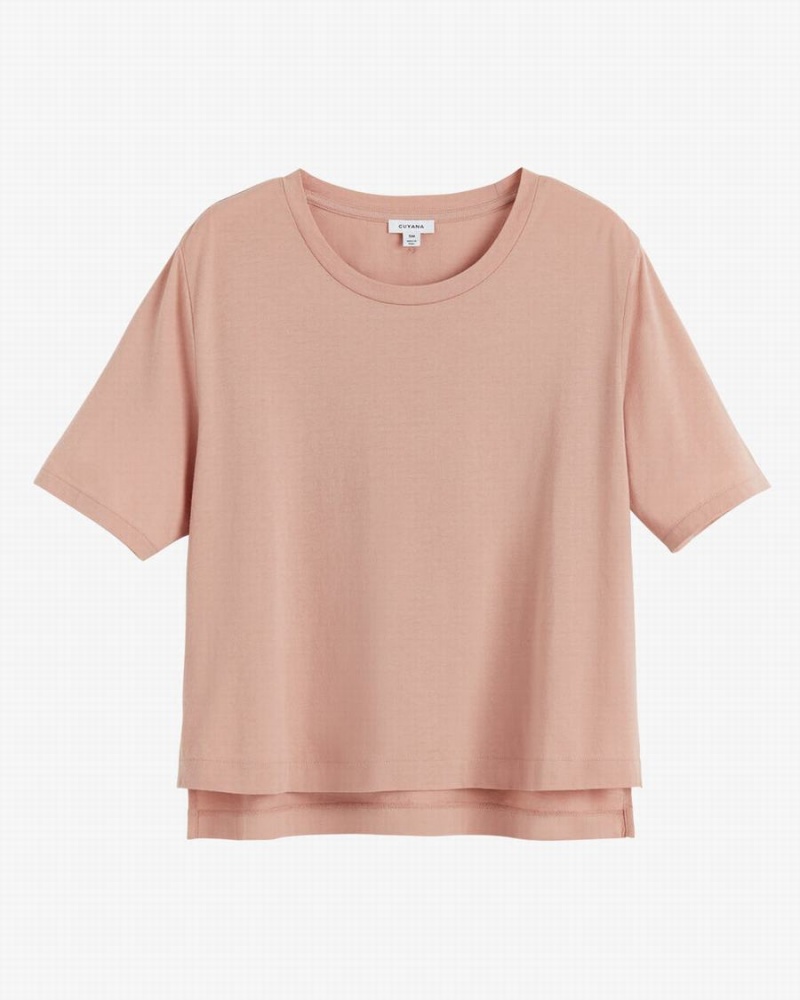 Cuyana Pima Cropped Tee Ženske Majice Roze | ILC399SR