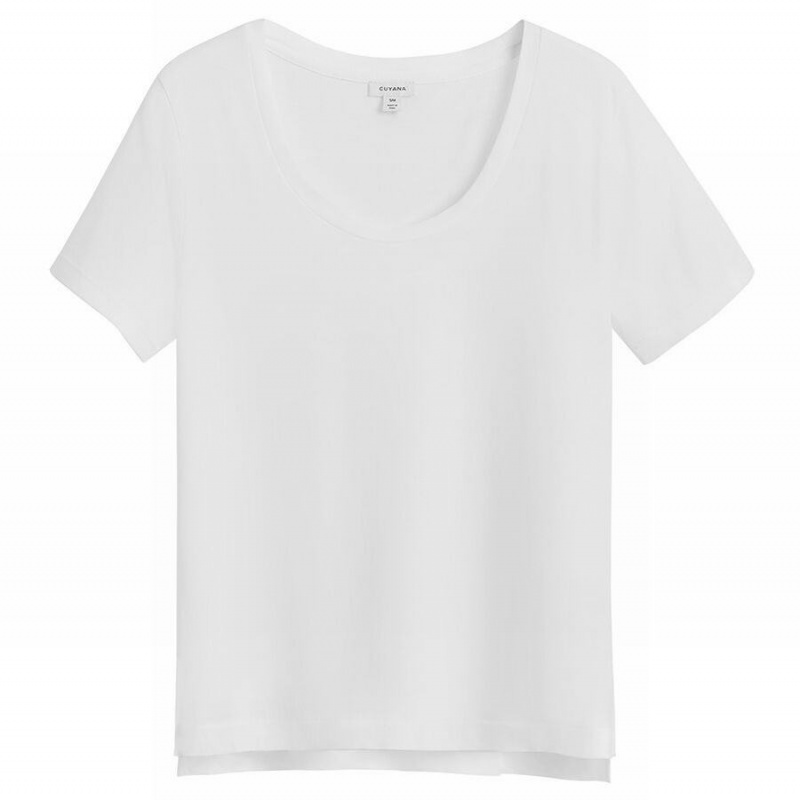 Cuyana Pima Scoop Neck Tee Ženske Majice Bijele | XEA108EY