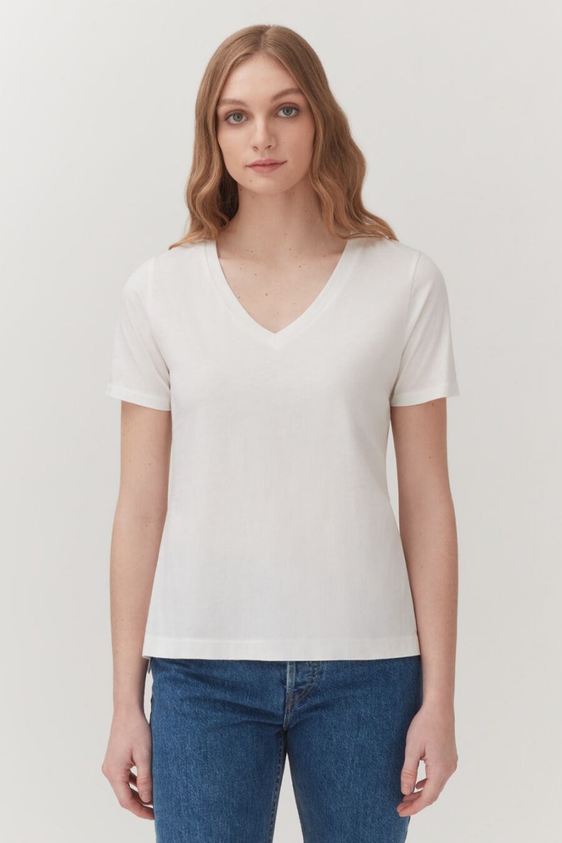 Cuyana Pima V-Neck Tee Ženske Majice Bijele | MDG8457UC