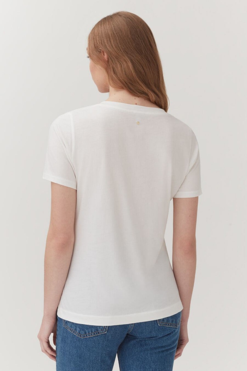 Cuyana Pima V-Neck Tee Ženske Majice Bijele | MDG8457UC