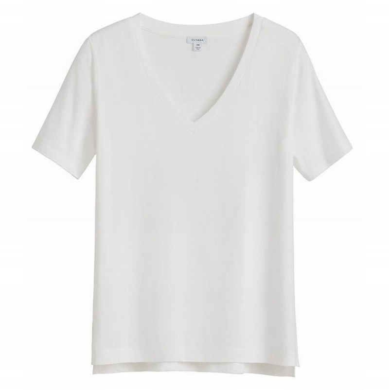 Cuyana Pima V-Neck Tee Ženske Majice Bijele | MDG8457UC