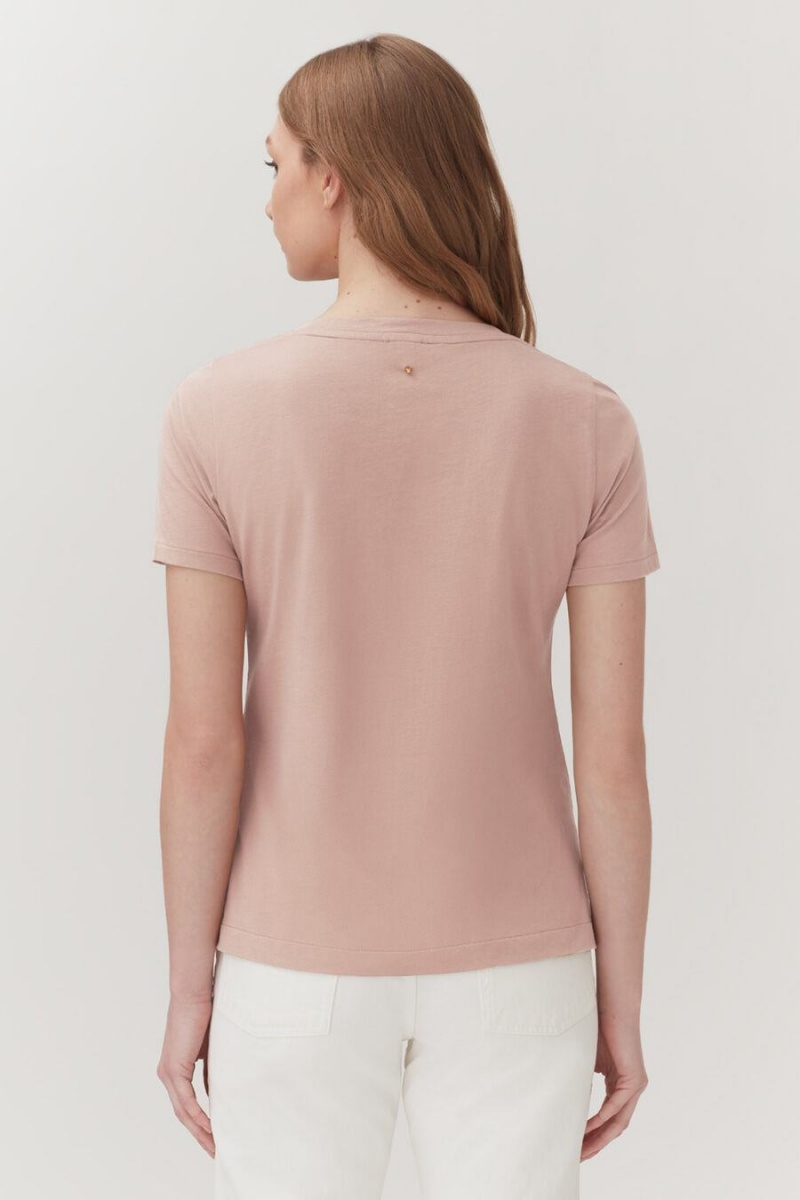 Cuyana Pima V-Neck Tee Ženske Majice Roze | XHI42BN