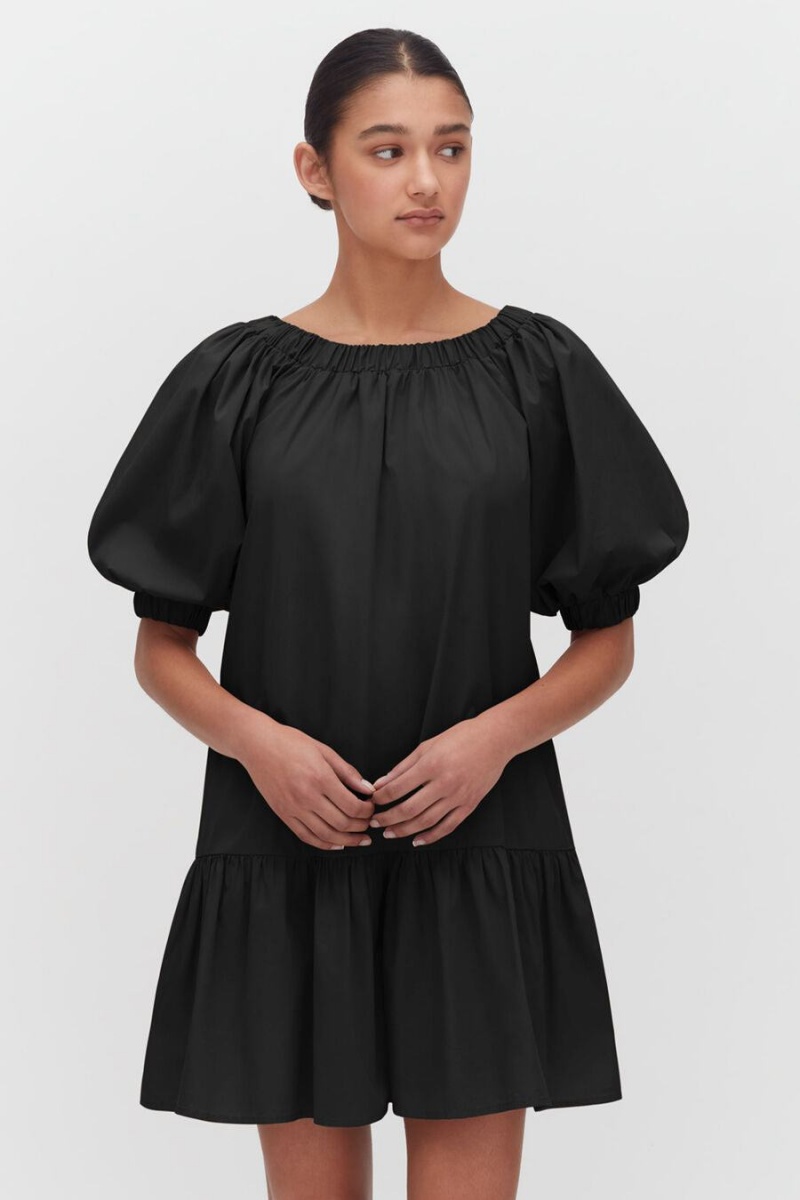 Cuyana Poplin Off The Shoulder Ženske Haljina Crne | XXN2042VW