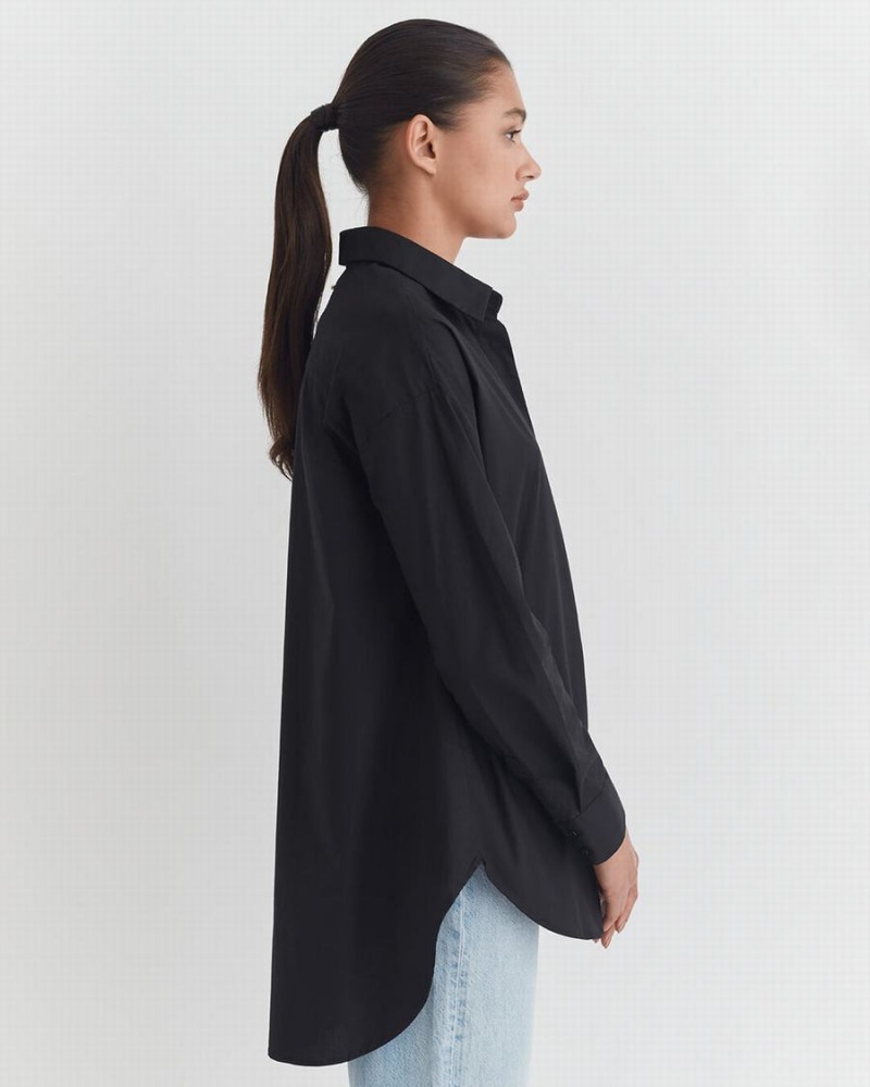 Cuyana Poplin Oversized Ženske Košulje Crne | QNC8340LZ