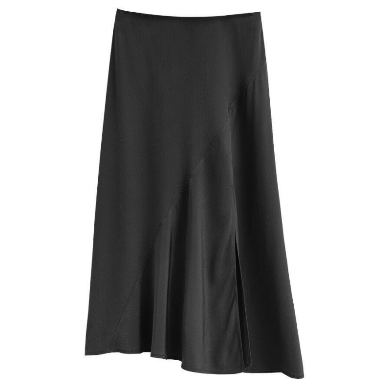 Cuyana Silk Asymmetrical Ženske Suknje Crne | QXL353QZ