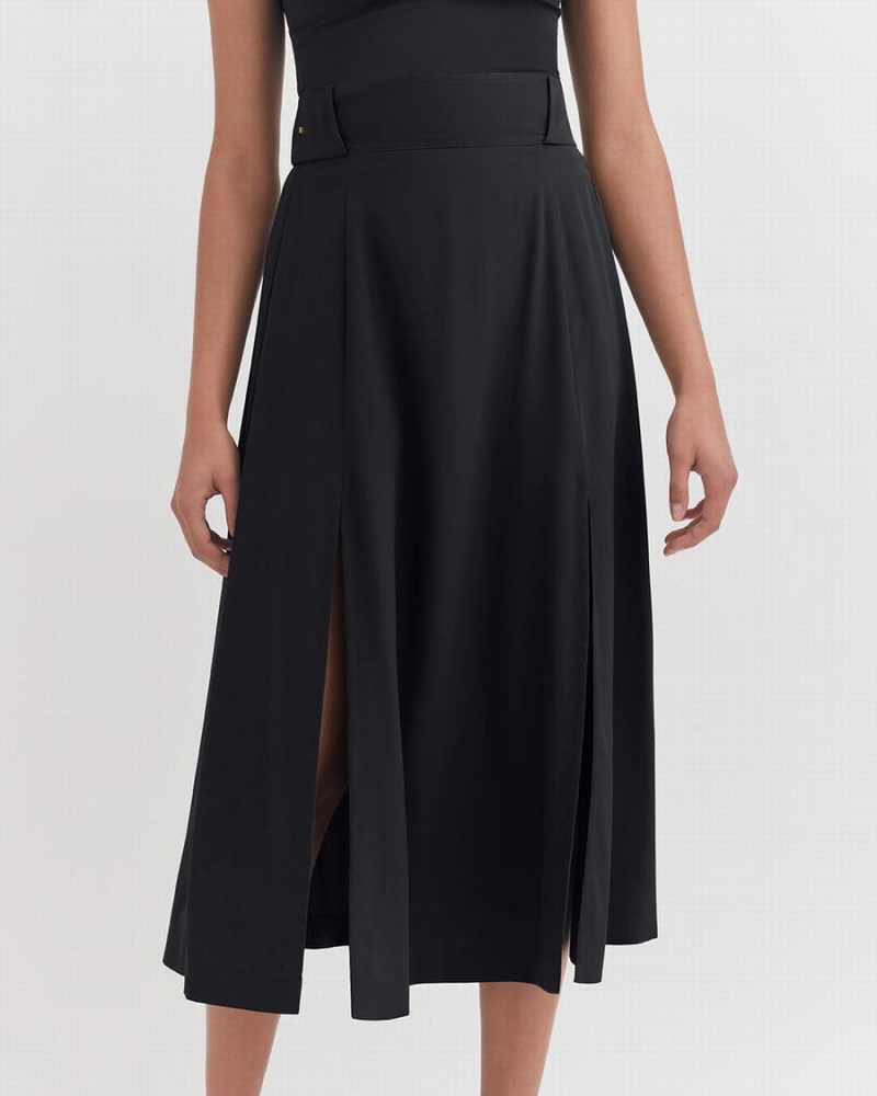 Cuyana Silk Belted Midi Ženske Suknje Crne | QRH3034VG