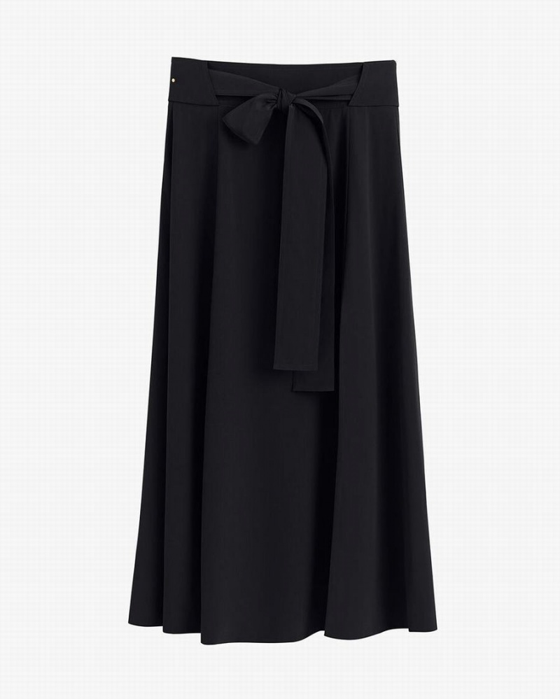 Cuyana Silk Belted Midi Ženske Suknje Crne | QRH3034VG