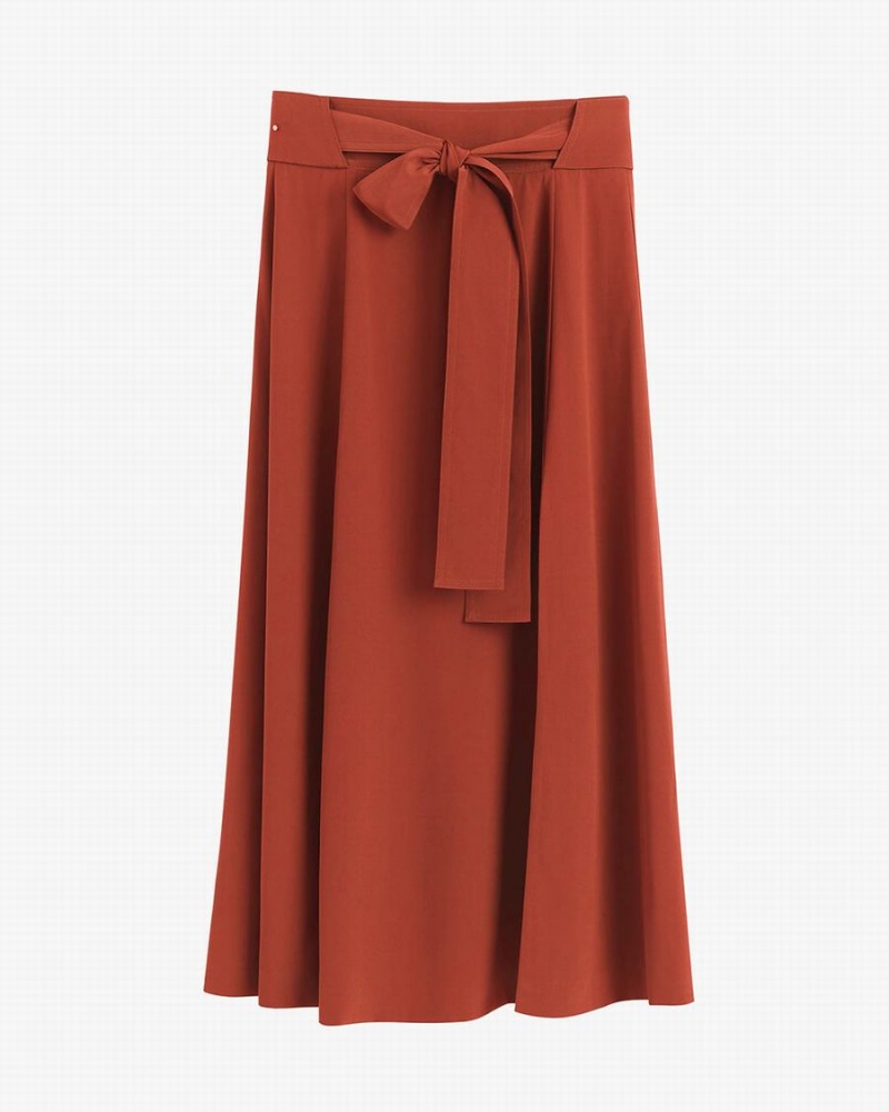 Cuyana Silk Belted Midi Ženske Suknje Crvene | GVL10074DP