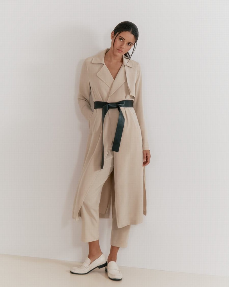 Cuyana Silk Classic Trench Ženske Vjetrovka Smeđe | RVR7682HF