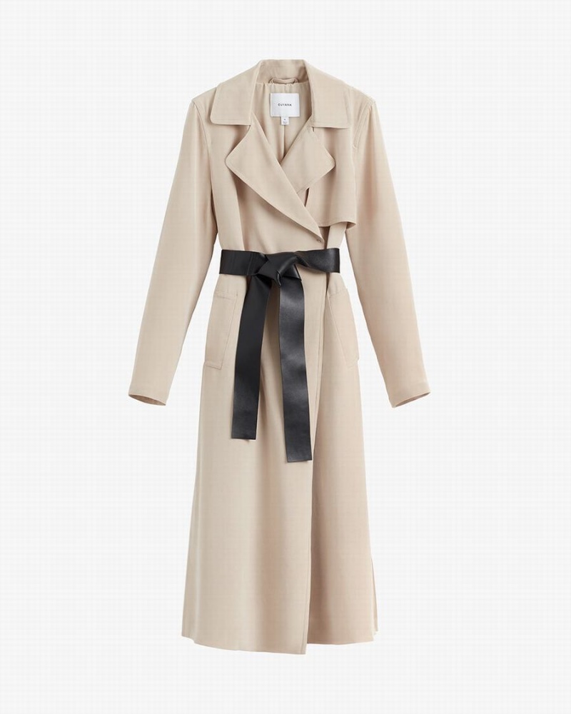 Cuyana Silk Classic Trench Ženske Vjetrovka Smeđe | RVR7682HF