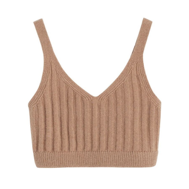 Cuyana Single-Origin Cashmere Bralette Ženske Majica Bez Rukava Smeđe | NOO3083GR