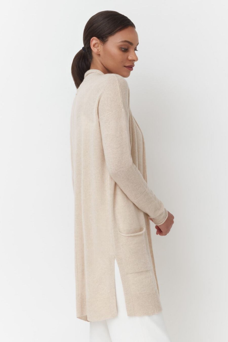 Cuyana Single-Origin Cashmere Long Ženske Kardigan Bež | JFW2223ET