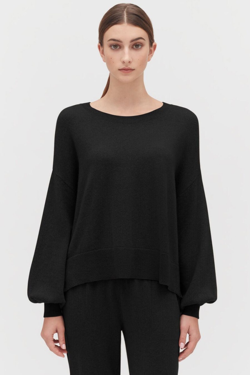 Cuyana Single-Origin Cashmere Open Side Ženske Džemperi Crne | JJW5849AH