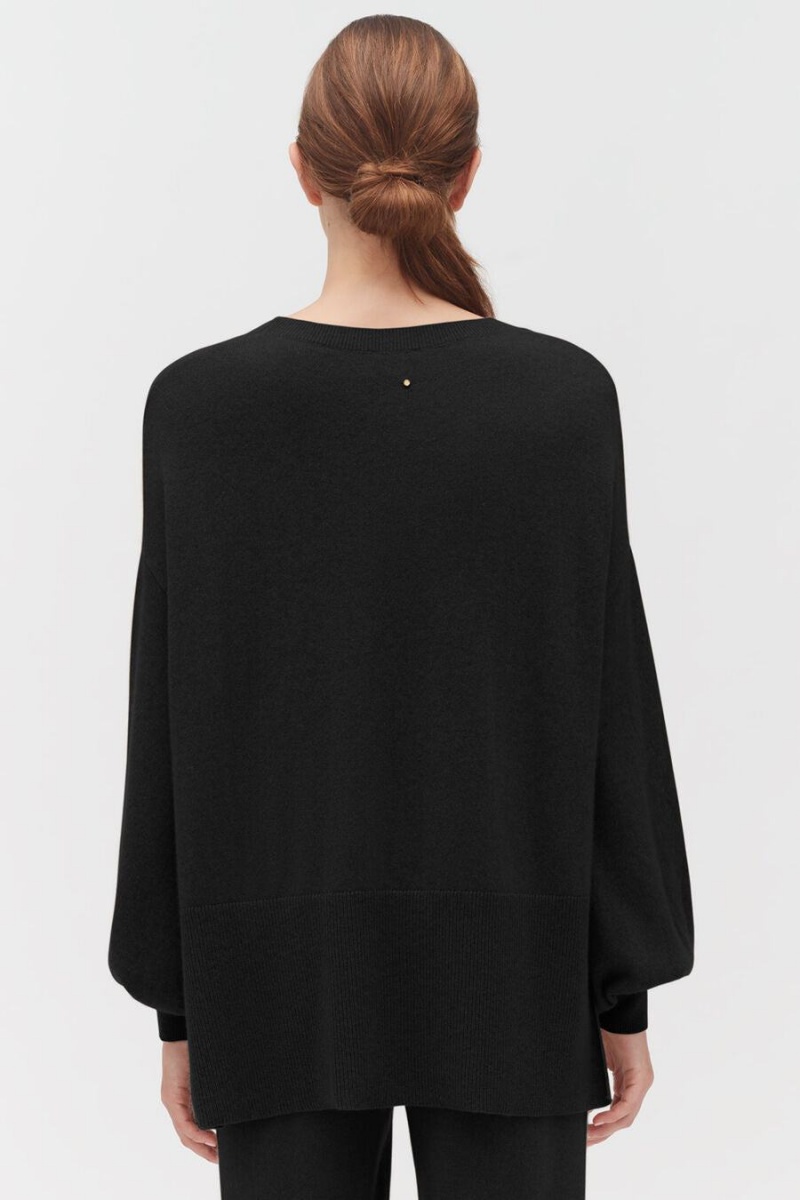 Cuyana Single-Origin Cashmere Open Side Ženske Džemperi Crne | JJW5849AH