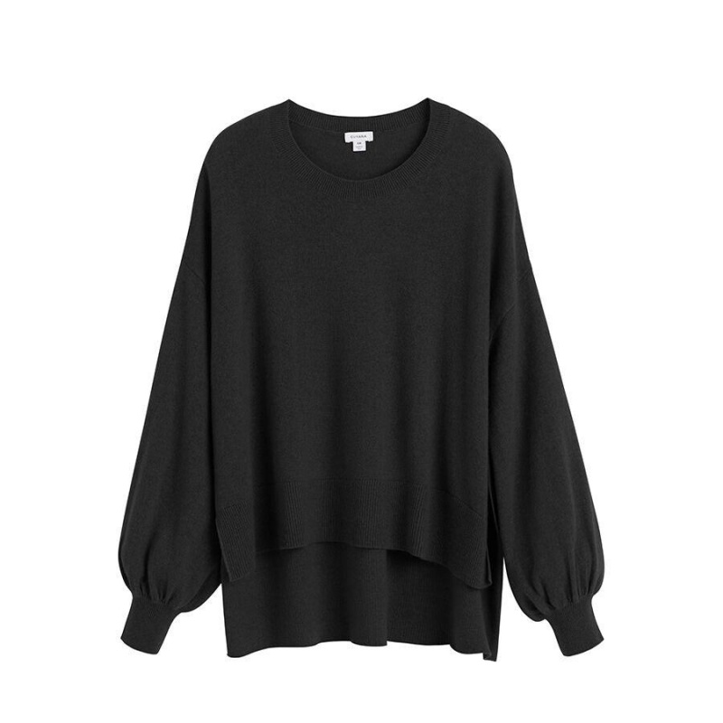 Cuyana Single-Origin Cashmere Open Side Ženske Džemperi Crne | JJW5849AH