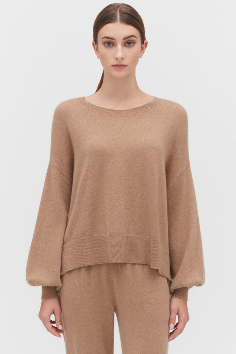 Cuyana Single-Origin Cashmere Open Side Ženske Džemperi Smeđe | KEK9956OK