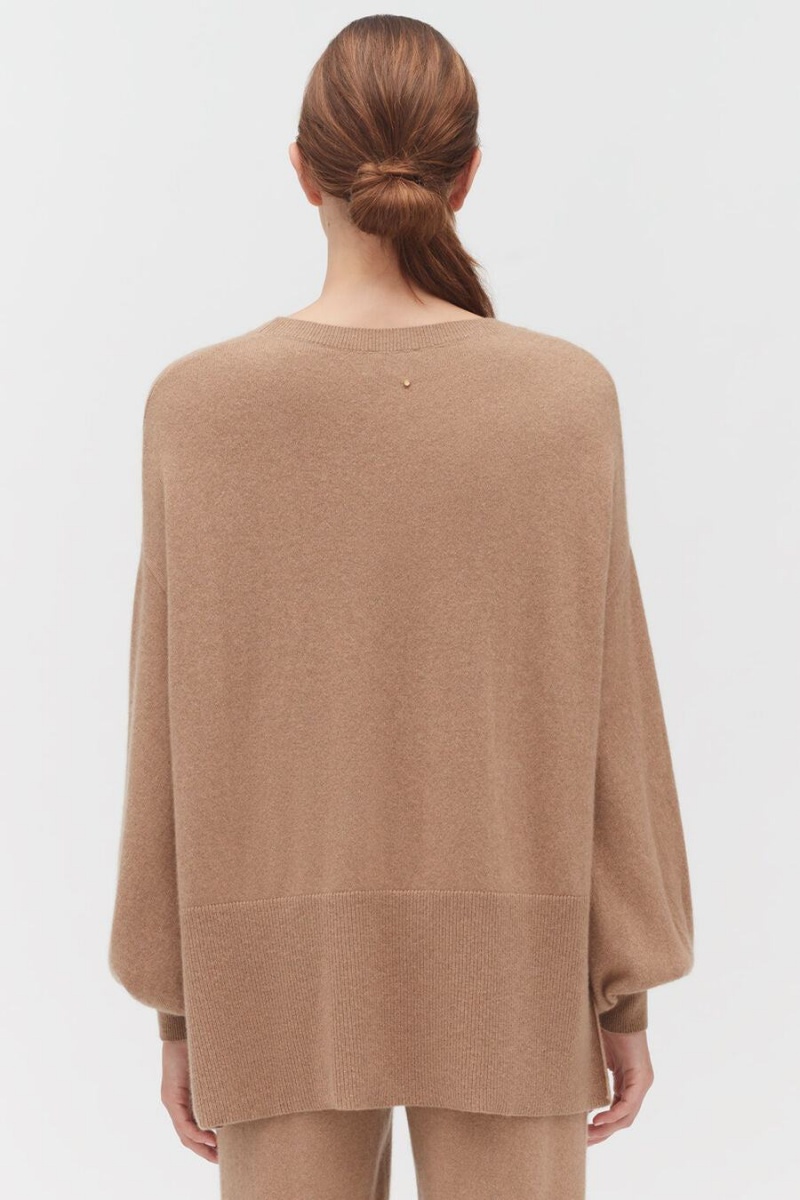 Cuyana Single-Origin Cashmere Open Side Ženske Džemperi Smeđe | KEK9956OK