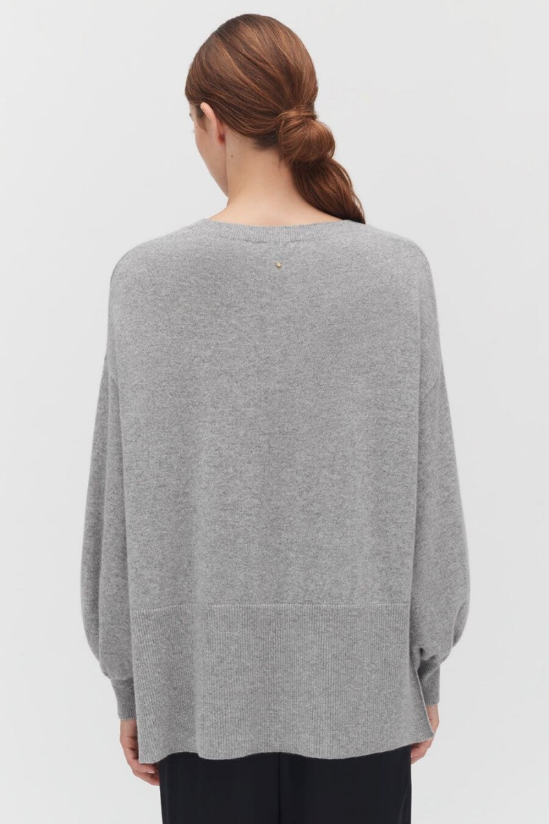 Cuyana Single-Origin Cashmere Open Side Ženske Džemperi Svijetlo Sive | VRS3673UY