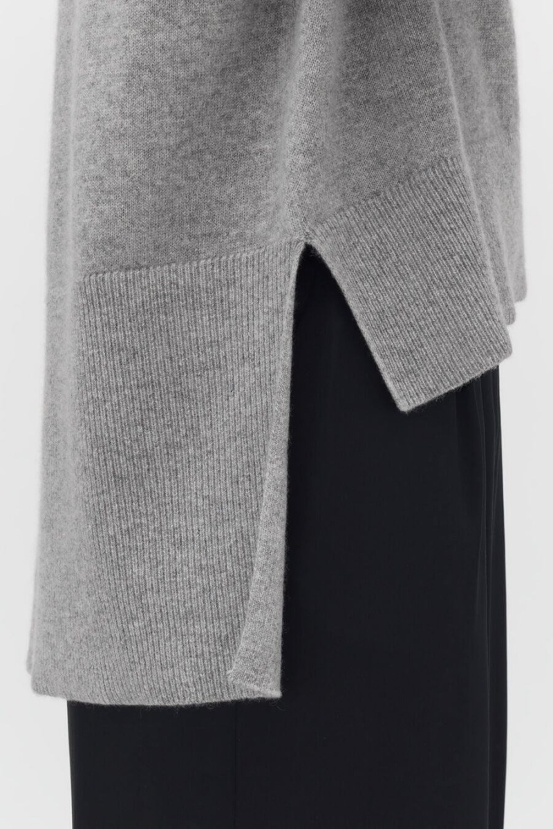 Cuyana Single-Origin Cashmere Open Side Ženske Džemperi Svijetlo Sive | VRS3673UY