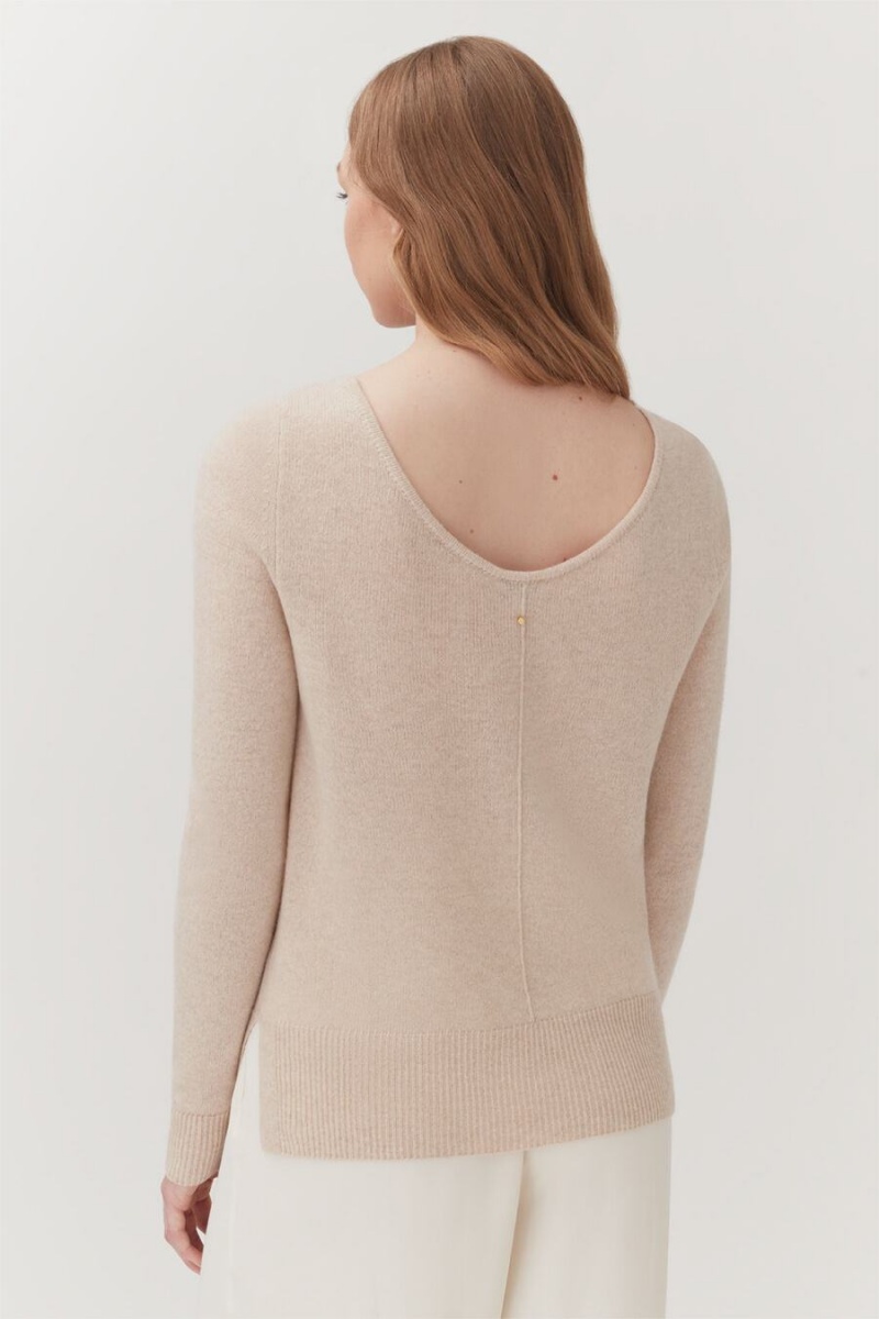 Cuyana Single-Origin Cashmere Scoop Neck Ženske Džemperi Bež | ZYY8698WM