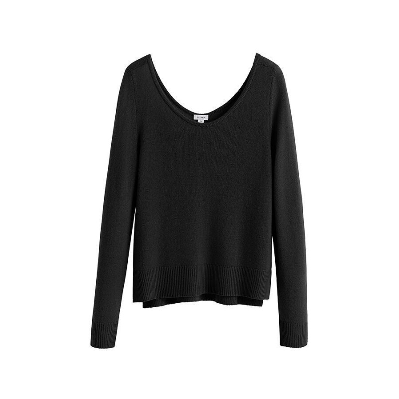 Cuyana Single-Origin Cashmere Scoop Neck Ženske Džemperi Crne | ZCY2114KU