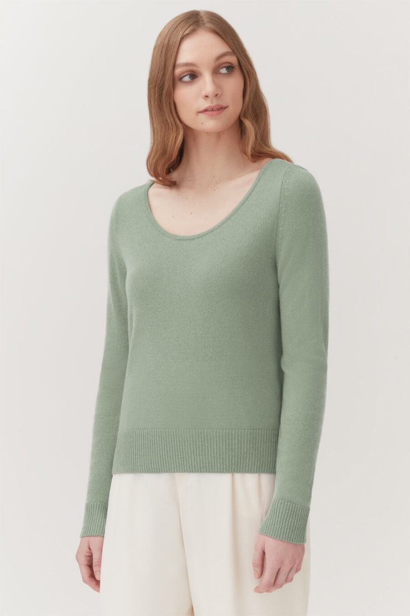 Cuyana Single-Origin Cashmere Scoop Neck Ženske Džemperi Zelene | AMI4719YJ