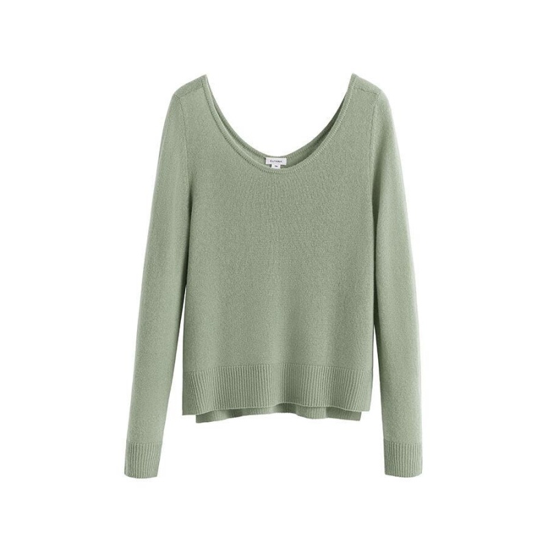 Cuyana Single-Origin Cashmere Scoop Neck Ženske Džemperi Zelene | AMI4719YJ