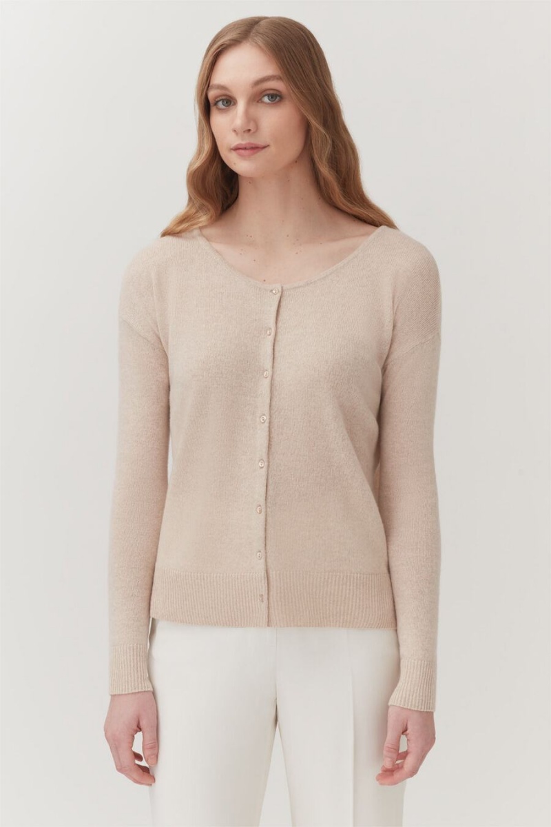 Cuyana Single-Origin Cashmere Ženske Kardigan Bež | CTS367GE